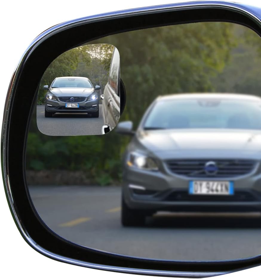 Frameless Blind Spot Mirror for Cars - 2 Pack HD Glass Convex Rear View Mirror, 360° Rotate Sway Adjustable Side Mirror for SUV, Truck, Van - Driving Safety Accessories