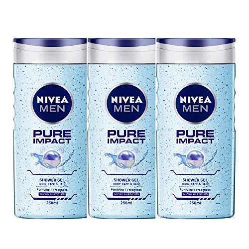 Image of Nivea Pure Impact Shower Gel for Men, 250ml (Pack of 3)