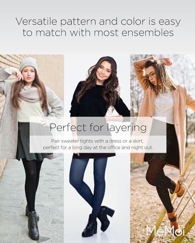 Image of MeMoi Queen Size Extra Wide Flat Knit Sweater Tights