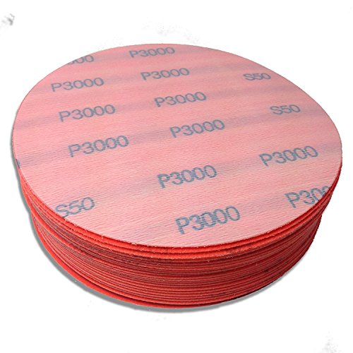 Red Label Abrasives 6 Inch 2500 Grit High Performance Hook and Loop Wet/Dry Auto Body Film Sanding Discs, 50 Pack