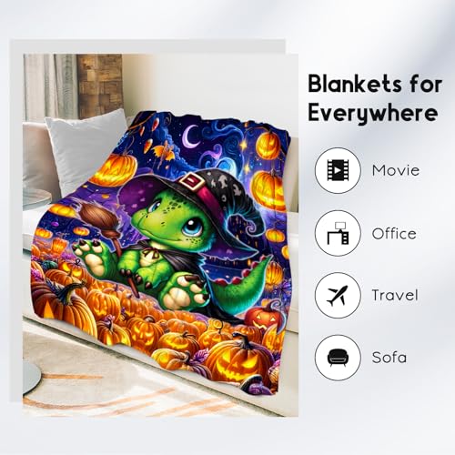 Halloween Throw Blanket, Dinosaur Blanket Gifts for Boys Girls, Warm Flannel Throw for Couch, 40"x50"