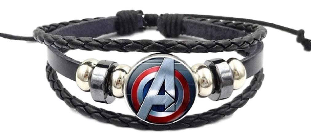 New Horizons Production Marvel's The AVENGERS Logo Glass Domed Braided Leather Bracelet