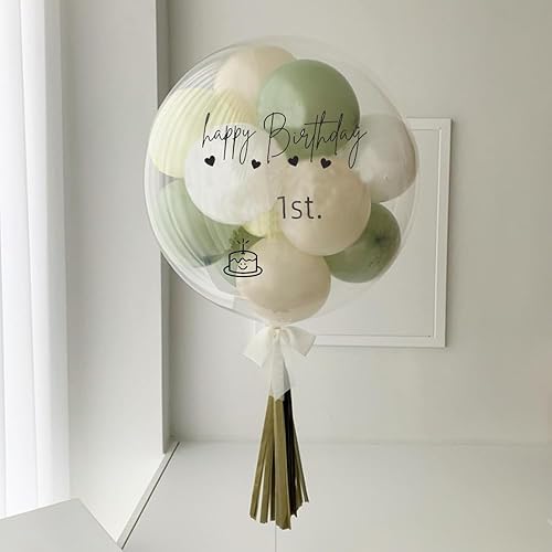 Miniatura 5 de Calcomanía de globo de feliz cumpleaños, decoración de fiesta Bobo, 5 piezas de letras y números, calcomanías de globos de cumpleaños DIY para