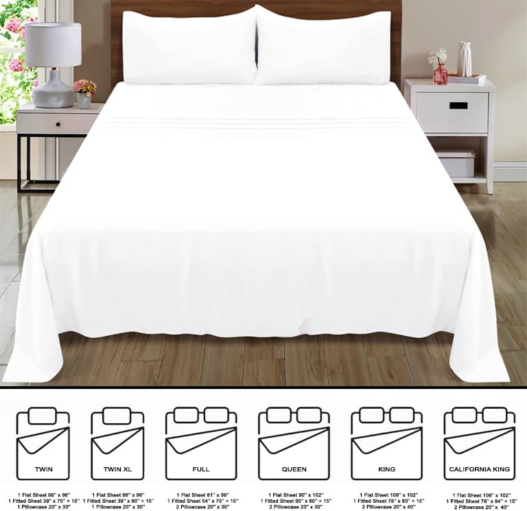 Queen Sheet Set - Double Brushed Microfiber Bedding Set Queen, 4 Piece Deep Pocket Queen Sheet - Ultra Soft, Easy-Fit, Wrinkle Free, Quick Dry, Easy Care Queen Sheets - White - Image 5