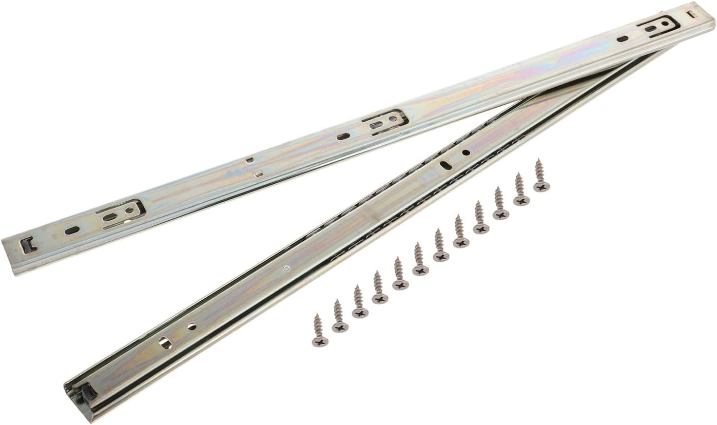 2pcs Heavy Duty Ball Bearing Keyboard Drawer Slides Two Section Silver | Galvanized Iron, Smooth Operation, Spacious Capacity, Bedside Cabinets