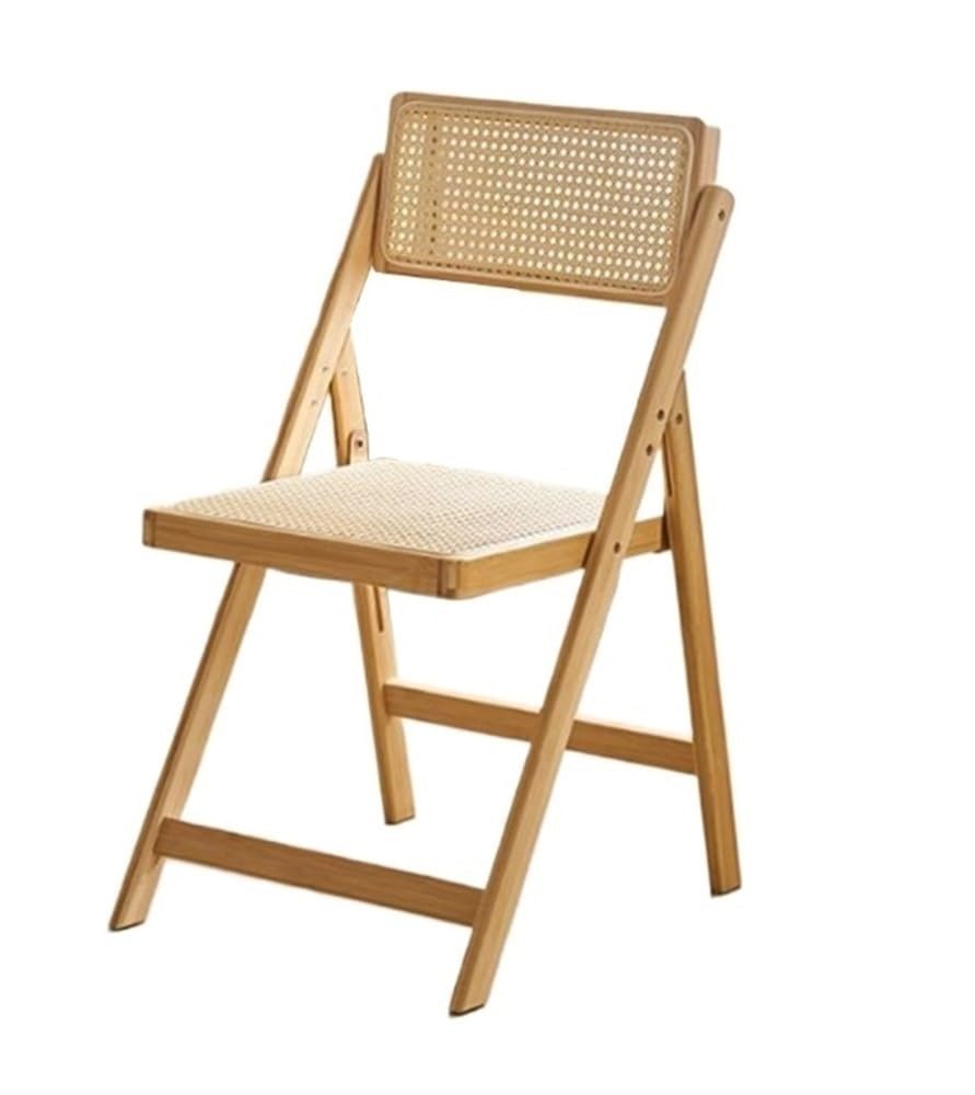 Stool, Wooden Rattan Dining Chair Foldable with Woven Seat and Back Folding for Living Room Bedroom Garden Balcony(Natural)