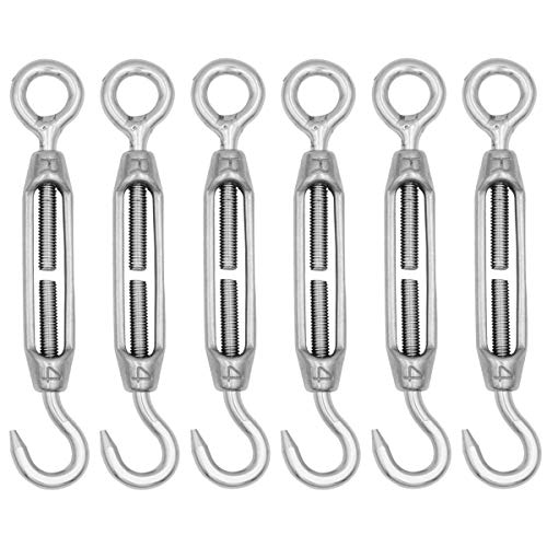 Famgee M4 304 - Tornillo de acero inoxidable con gancho ajustable para cuerda de tensión, 6 unidades Cover