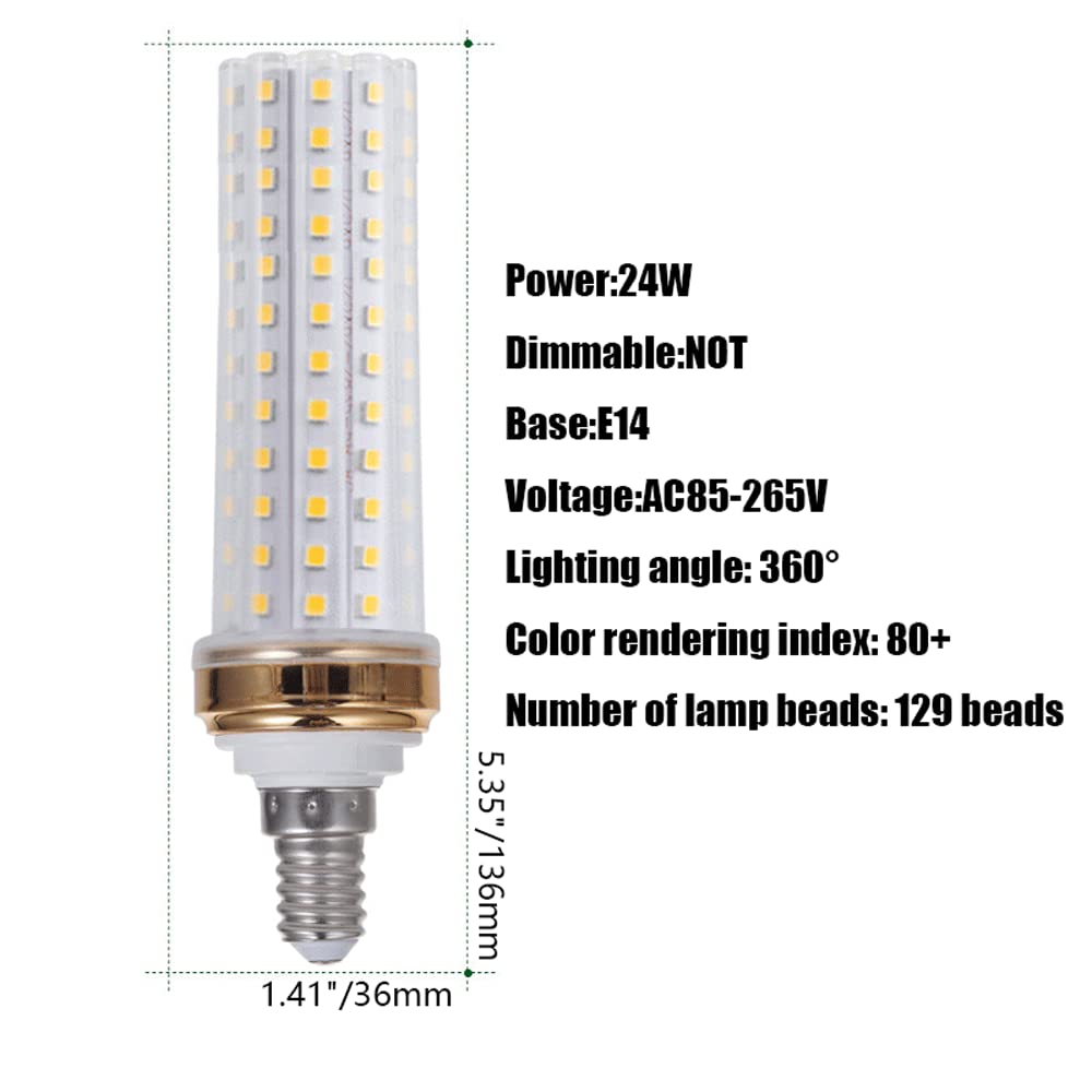 10-pak - Żarówka LED kukurydziana, 12W 20W 24W 3000K Ciepła biel 6000K Biel światła dziennego, 1000-2000 lumenów, Podstawa E14 Nieściemnialna żarówka LED, Standardowa wymiana