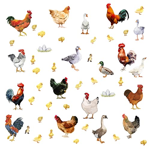 PLIGREAT Farm Poultry Rooster Chickens Duck Wall Stickers, Peel and Stick Wall Decals - Image 2