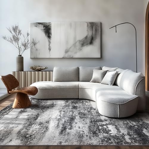 Area Rugs 8x10 for Living Room Bedroom Machine Washable Modern Abstract Soft Dark Large Rugs with Non Slip Backing, Floor Carpet for Dining Room
