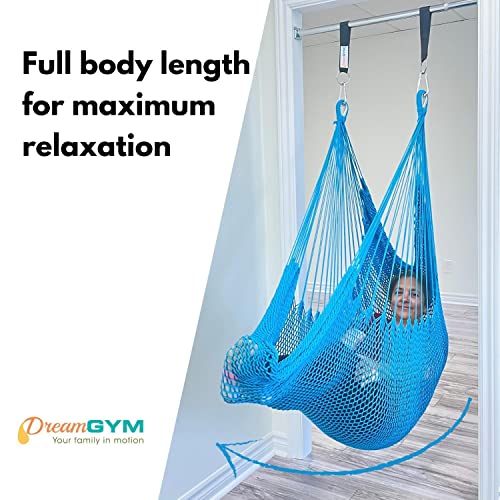 Dreamgym Doorway Hammock Swing - Hammock Chair With Stand In Door Frame- Sensory Swing For Adults And Children - Sky Blue #TOP2