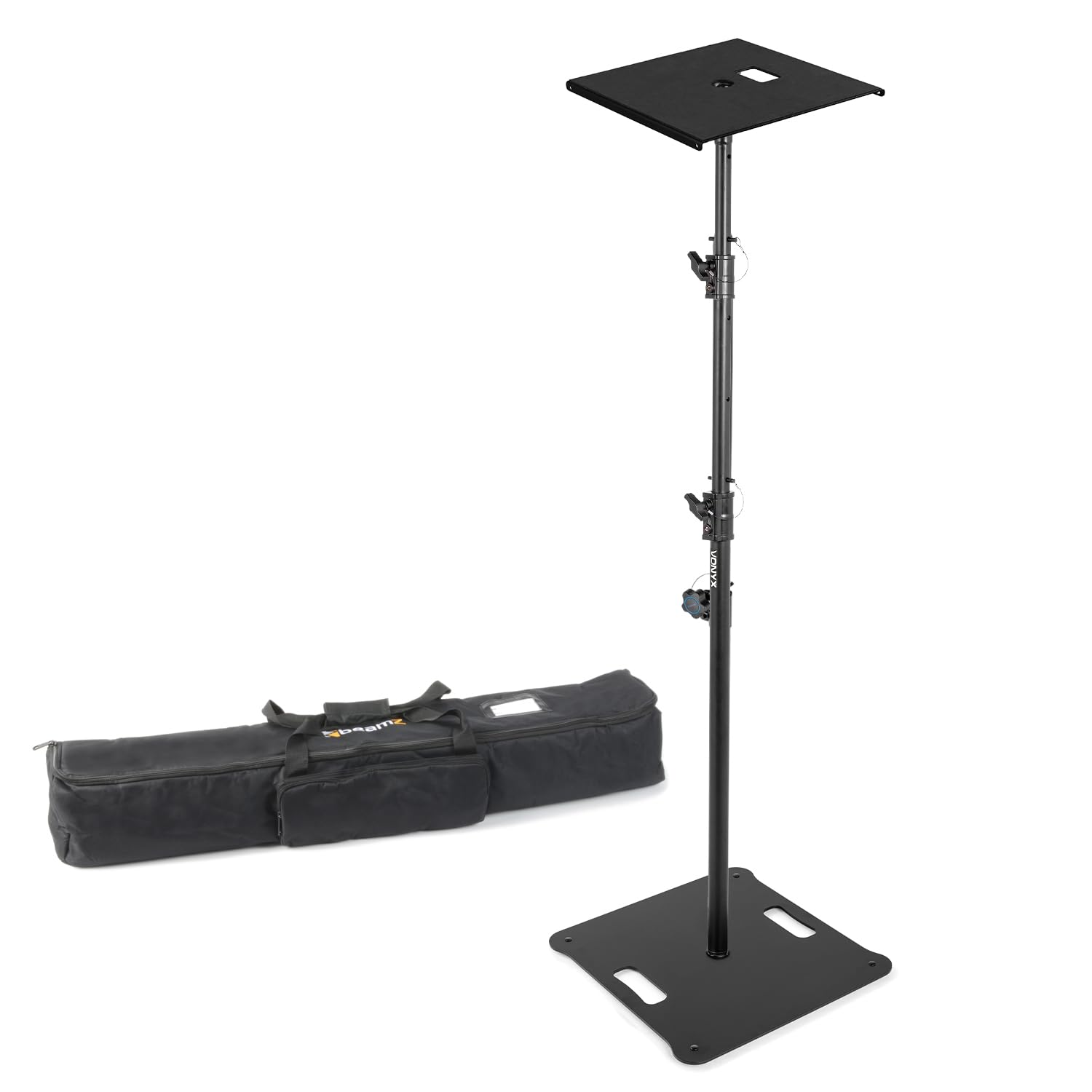 VONYX DJ Lighting T-Bar Stand Pair with Square Base, Modular 2.6m Height, 25kg Capacity, Portable Lighting Bar Kit for DJs, Bands, Musicians, Home Studio, Events, Stage Use