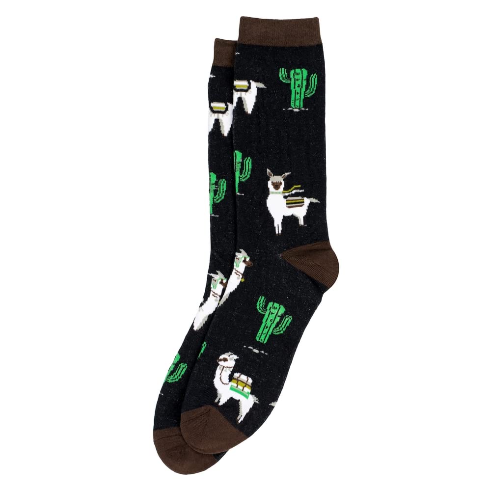 Joe Cool Unisex Black Socks Cotton & Spandex Gents Cactus Llama
