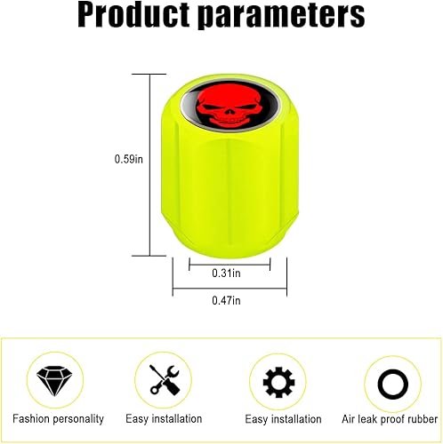 Miniatura 28 de 12 tapones fluorescentes para válvulas de neumáticos de automóvil, cubierta de válvula de rueda de ABS resistente a la corrosión, tapa iluminada