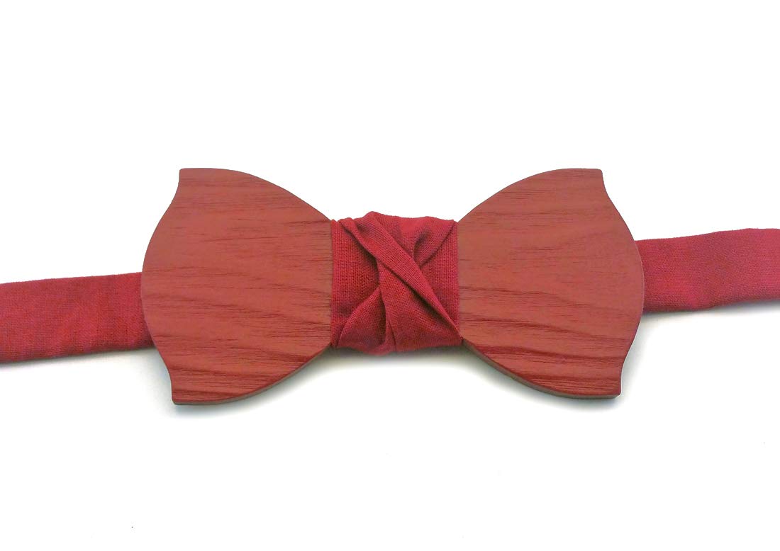 GIGETTO Papillon in legno Serie Basic Nodo cotone rosso carminio Made in Italy