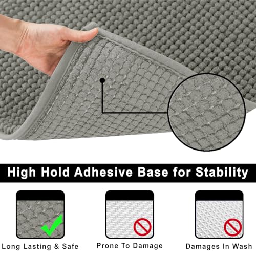 Image of LUXE HOME INTERNATIONAL Shaggy Chenille Bath Mat Extra Soft Super Absorbent Anti Skid Slip Popcorn Door Mats for Home Entrance, Bathroom, Bedroom, Kitchen, Floor Mat (60x120 cm Grey) Pack of 1