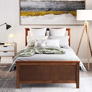Merax Twin Bed Frame, Platform Bed with Headboard, Footboard and Wood Slat Support