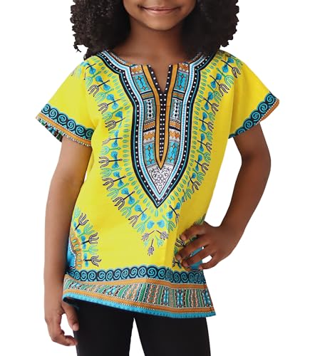 DA'IKI Dashiki Cotton Childs Shirt African Tribal Kaftan Childrens Unisex Boys Girls