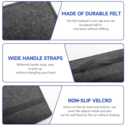 VAGCARS Auto Kofferraum Organizer, Faltbar Kofferraumtasche, Rutschfest Filz Auto Organizer Toolbag mit Klettbändern, Universell Autotasche, Kfz Zubehör Geeignet für alle Fahrzeuge