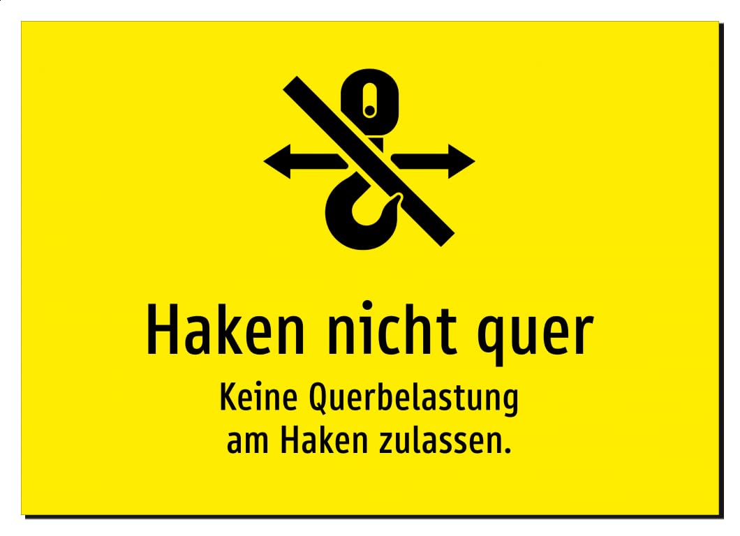 36440-DE-S-13 | Haken nicht quer - Keine Querbelastung am Haken zulassen | Aufkleber A2, 594 x 420mm | mit Symbolgrafik und Text