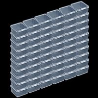 LJY 60 Pieces Square Mini Clear Plastic Storage Containers Box Case with Lids for Small Items and Other Craft Projects (Transparent, 65 x 65 x 35 mm)