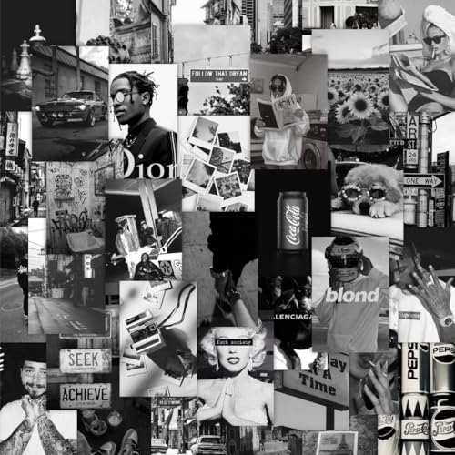 Image of CodersParadise Black & White Aesthetic Wall Collage Kit - 54 PCS 4x6 Premium Cardstock Photo Prints | Vintage Chic Room Decor, VSCO Wall Posters for Bedroom, Dorm & Bar Decoration