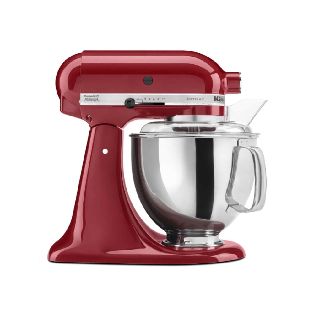 KitchenAid 4.8L Artisan Tilt-Head Stand Mixer – 300W, 10-Speed, Stainless Steel Bowl, Empire Red – 4.8L Capacity, Includes Flat Beater, Dough Hook, and Wire Whip