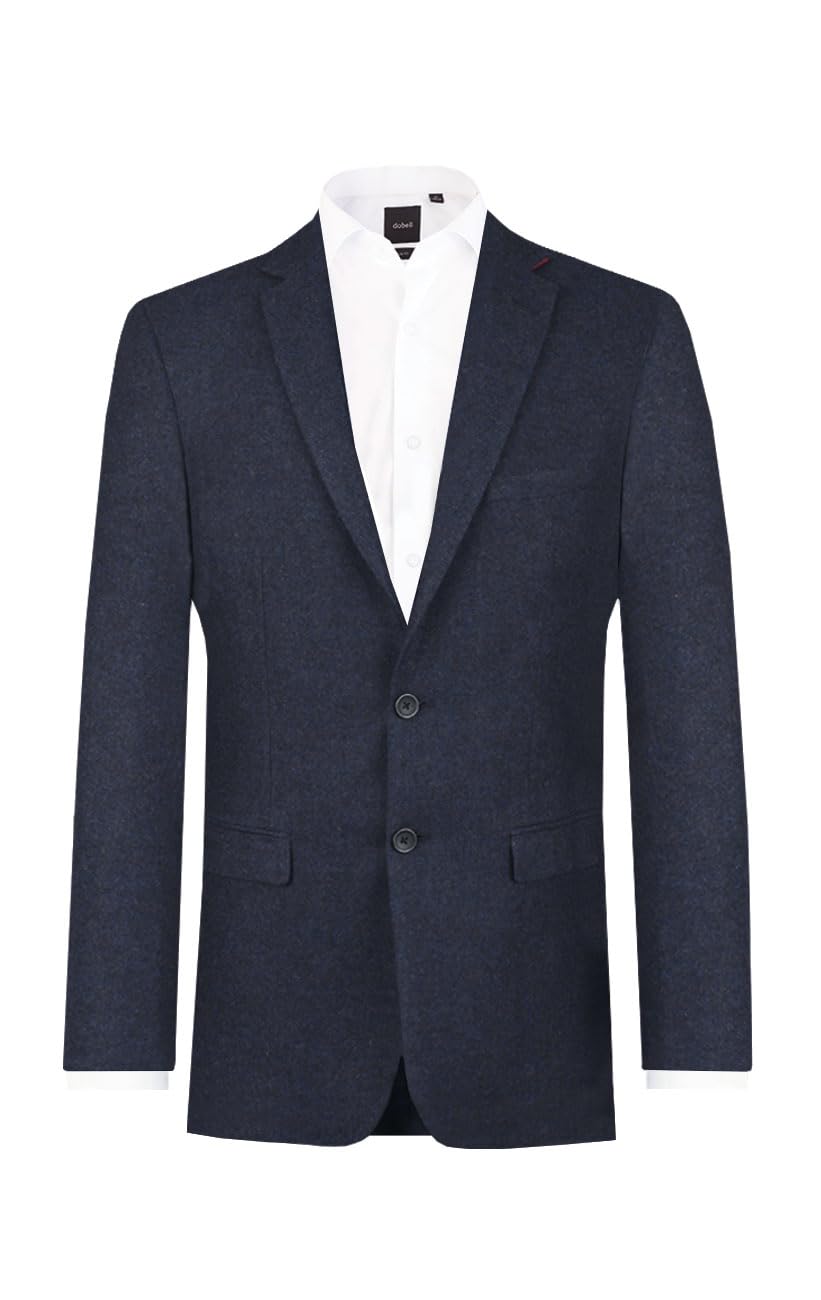 Dobell Mens Navy Donegal Tweed Jacket Regular Fit Notch Lapel-48L