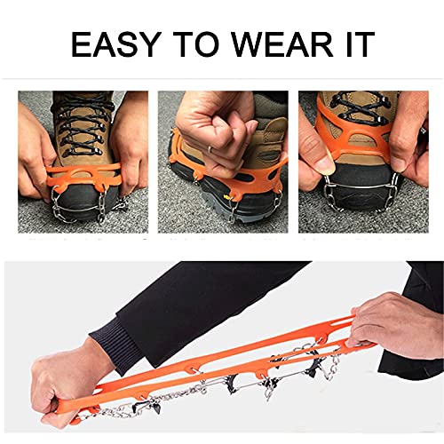 Raeside Crampons Ice Cleats For Children Us Size 1-5, Ice Grips Crampons Shoe Chains Over Shoes/Boots For Safe Outdoor Walking Hiking Jogging Trekking（Medium #TOP4