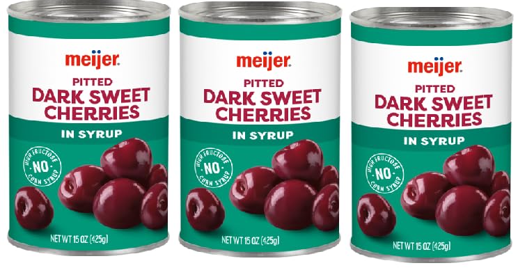 Dark Sweet Cherries in Syrup Pitted, (3 Cans, 15 oz. each)