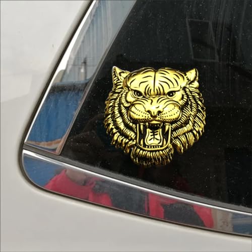 Image of Tiger 3D Metal Emblem for Cars & Bikes, Gold, Small 5.5 x 5.5 cm