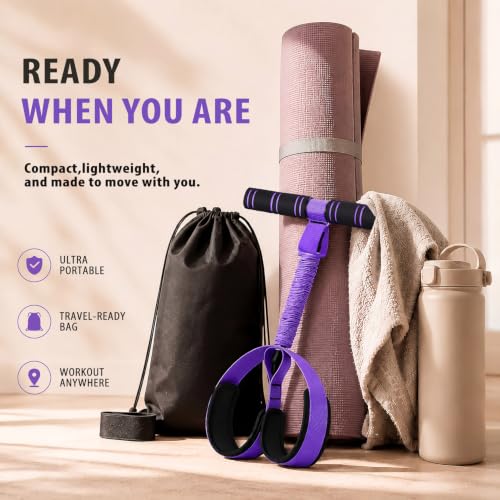 Image of Multifunctional Durable Pedal Resistance Band with Handle, Upgraded Elastic Exercise Bands for Home Gym, Anti-Snap Sit Up Equipment & Ab Trainer for Core /Arms /Legs /Glutes Workout for Women