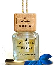 Vitalia Essentials™ Pack of 2 (Russian Rose) Hanging Car Air Freshener Infused with Essential Oils | 10 ml | 360° Fragrance Diffusion | Rearview mirror hanging bottle with Natural wooden cap