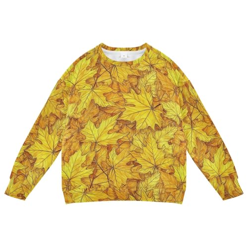 JUNZAN Canada Yellow Maple Leaf Little Kids Pullover Hoodie Fleece Sweatshirts for Boys Sports 4T