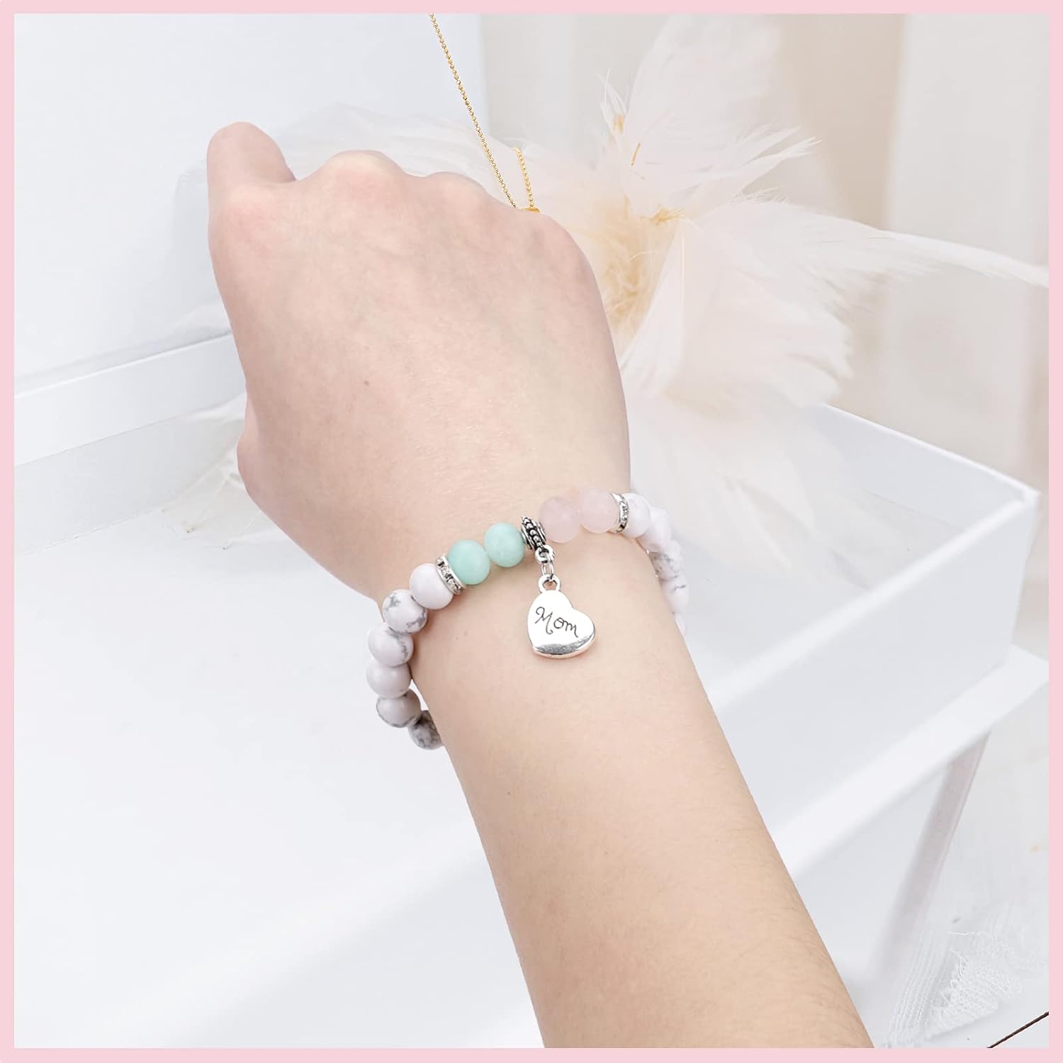 Natural Stone Mom Bracelets for Women, Mothers Day Gifts for Mom from Daughter Son, Birthday Christmas Valentines Day Jewelry Gifts for Mom Mother, Best Mom Gifts - Image 2