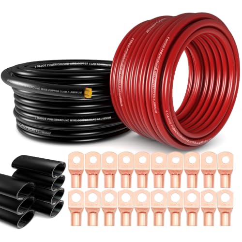 1/0 Gauge Battery Cable Kit 40ft Red/Black 1/0 AWG CCA Power &amp; Ground Wire