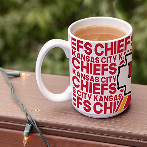 Image of Rico Industries NFL Football Kansas City Chiefs 15 oz White Ceramic Mug