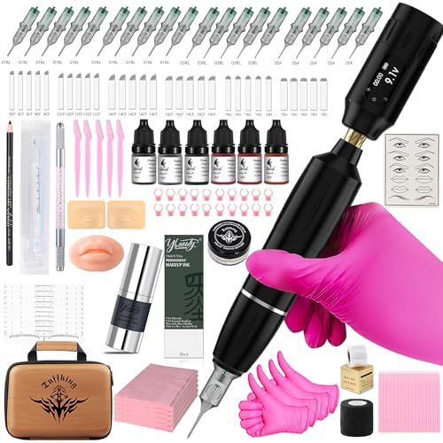 Eyebrow Microblading Tattoo Machine Kit, Professional Complete Wireless Tattoo Gun with Tattoo Power