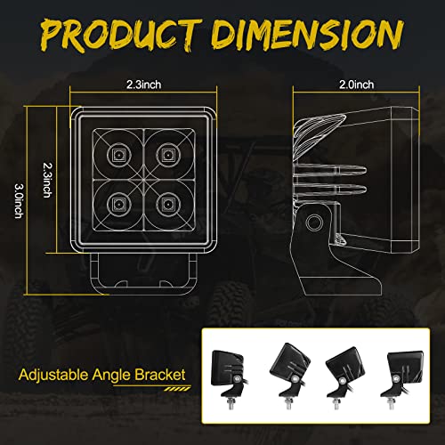 2 Inch Led Pods With Nylon Wiring Harness Kits, Swatow Industries 2Pcs Mini Led Cube Lights With Wiring Hraness Waterproof Fog Light Bar For Golf Cart Jeep Ford Tam Truck Utv Boat #TOP2
