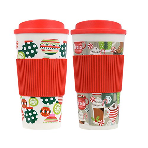 Set of 2 Christmas Holiday Themed 16 OZ Travel Cups Tumblers