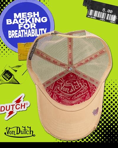 Image of Von Dutch Unisex Trucker Hat - Retro Classic Solid Color Mesh Back Snapback Baseball Cap for Men & Women.