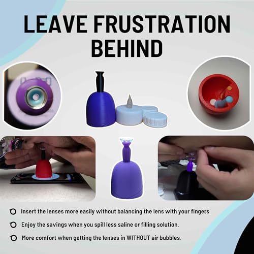 Image of 2 Pack Custom Contact Lens Dome Dock for Large Custom & Specialty Contact Lenses. Spill Less Saline Solution When Using Your Custom Contact & Specialty Lenses. (Purple)