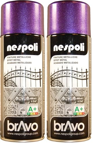 Nespoli Pintura en Spray Color Violeta Efecto Metalizado 400 ml Acabado Profesional Paquete de 2