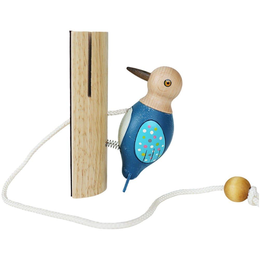 Timbre de madera con sonido de golpeteo tipo pájaro carpintero, llamador manual para casa