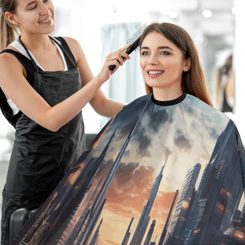 Capa para Corte de Cabello City Scape para Adultos 66.9 x 56.7 in miniatura 5
