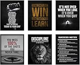 6 Pcs Motivational wall art Inspirational Entrepreneur Success Quotes Canvas Picture Print Artwork Office Lion Poster for Teens Adults Classroom Home Living Room Gym Wall Decor Unframed 8 x 10 Inch