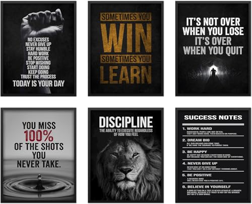 6 Pcs Motivational wall art Inspirational Entrepreneur Success Quotes Canvas