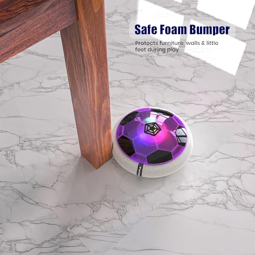 Image of Mirana Air Football Smart Toy for Kids | 3-Mode USB Type-C Rechargeable Hover Ball | Indoor Electric Hoverball with LED Lights | Birthday Gift for Boys & Girls 2 3 4 5 6 7 8 9 10 Years (Glow-Purple)