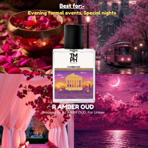Image of TMPerfumehouse R Amber Oud EDP for Men & Women | Rich, Woody & Long Lasting Perfume Spray | Rose, Amber & Warmspicy Fragrance | Luxury Gift for Him & Her | TMPH | 50ml