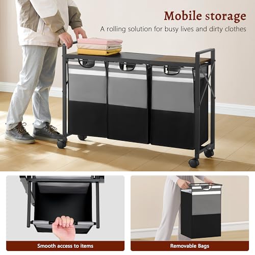Panier à linge de 150 L mobile pour simplifier la corvée de lessive en famille